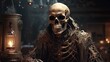 plague skeleton alchemist, digital art illustration, Generative AI