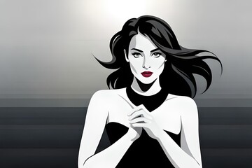 Wall Mural - woman in black and white. nice and good girl