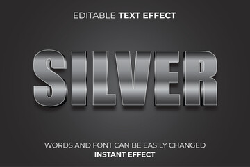 Wall Mural - 3d silver metallic text effect typography	