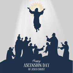 happy ascension day design with jesus christ in heaven vector illustration. illustration of resurrec