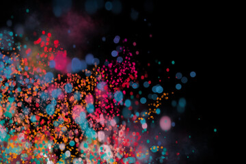 Wall Mural - colorful bokeh lights on black background. abstract background.