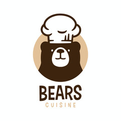 Sticker - Bear Chef Restaurant Kitchen Cartoon Mascot Character Logo Vector Icon Illustration