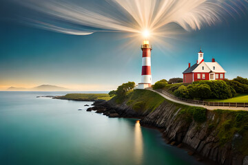 Wall Mural - lighthouse at night
