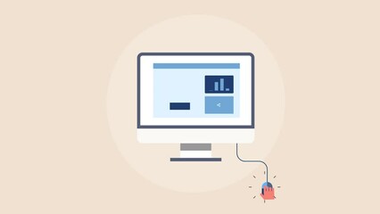 Wall Mural - person using computer for digital marketing - seo, social media and email text on screen with mouse 