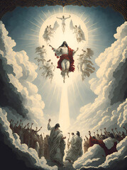 The Ascension Day of Jesus Christ Illustration, Christian Holiday, Generate AI