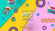 © SyahCreation - 90's vibes asset element retro, vintage separated clip art, pop art illustration editable.