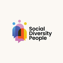 People Chat Talk Bubble Social Diversity Gradient Colorful Logo Vector Icon Illustration