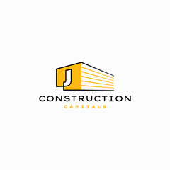 Wall Mural - J Letter Construction 3D Perspective Logo Vector Icon Illustration