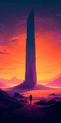 Canvas Print - sunrise over the giant desert monolith