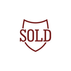 Sticker - Sold shield icon isolated on transparent background