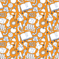 Wall Mural - Science Objects and Icons Seamless Pattern