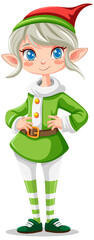 Wall Mural - Elf girl cartoon Christmas character