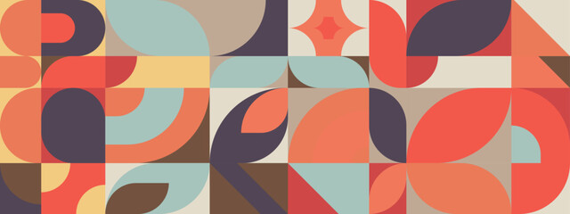 Colorful geometric Retro pattern design banner