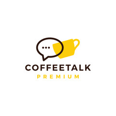 Wall Mural - Coffee Talk Chat Bubble Cup Cafe Social Message Logo Vector Icon Illustration