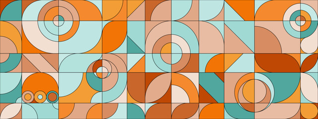 Wall Mural - Geometri Retro colorful different shape abstract design banner