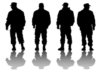 Wall Mural - People of special police force on white background