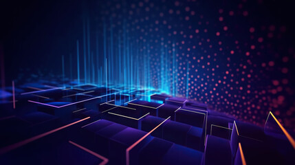 Modern abstract digital 3D background. Copy space. Based on Generative AI