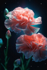 Poster - colorful carnations on black background close up