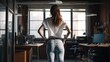 © FrankBoston - Happy active casual young woman, generative ai
