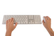 © apinya - Closeup of business woman hand typing on laptop keyboard with mouse on transparent background