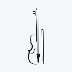 Violin Viola Fiddle Cello bass Contrabass music instrument silhouette logo design inspiration