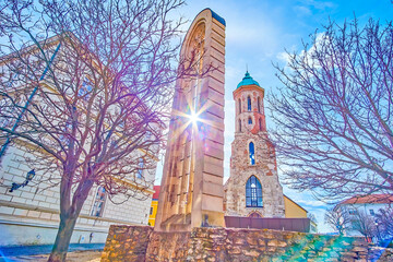 Canvas Print - The remains of ruined Church of Mary Magdalene in Budapest, Hungary