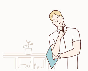 Wall Mural - businessman working in the office. Hand drawn style vector design illustrations.