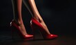 Female legs with luxury red high heels. Generated ai.