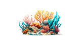 Fototapeta Fototapety do akwarium - 3d rendering of Coral Reef isolated on transparent background, Generative AI