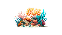 3d Rendering Of Coral Reef Isolated On Transparent Background, Generative AI