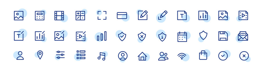 Simple minimalistic ui icons. Download, file type. Website navigation symbols. Pixel perfect, editable stroke icons
