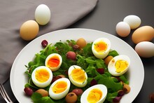 Salad With Potatoes With Boiled Eggs - Generative Ai