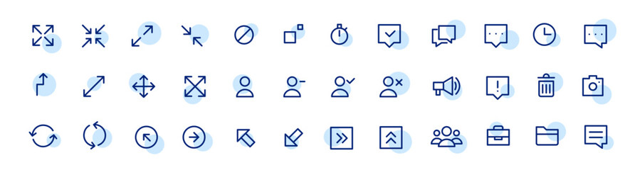 Wall Mural - simple minimalistic ui icons. arrows, chat, user. website navigation line symbols. pixel perfect, ed