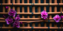 The Orchid's Rose Has Blossomed In A Bamboo Fence