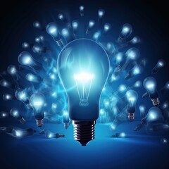 Poster - idea light bulb glows and creative success inspiration success concept. generative AI