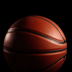 Wall Mural - Basketball ball isolated on black background. Generative Ai