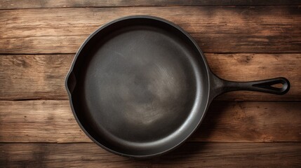 Empty cast iron nonstick frying pan Generative AI