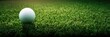 golf ball on green grass banner Generative AI