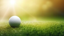 Golf Ball On Green Grass Close Up Generative AI