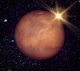 Wall Mural - mars and free space. the elements of this image furnished by nasa.