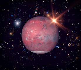 Wall Mural - mars and free space. the elements of this image furnished by nasa.