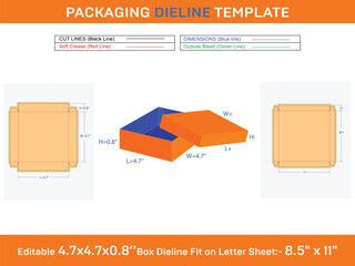 Wall Mural - Kraft packaging box with lids or gifts box Dieline Template of 4.7x4.7x0.8 Inch