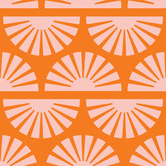 seamless pattern with abstract shapes in orange, pink and red. colorful vector illustration.