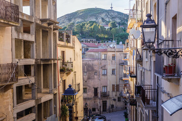 Canvas Print - Old part of Salemi town located in south-western part of Sicily Island, Italy