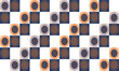 © AuntieCW - seamless geometric pattern with blue square and circle step repeat style, replete image design for fabric printing
