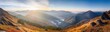 Hazy, Serene Ambience of Sunlit Mountains, Enchanting Landscape, Majestic Scenery, Artistically Rendered, Generative AI