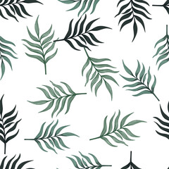 Sticker - Fern leaf wallpaper. Abstract exotic plant seamless pattern. Tropical palm leaves pattern. Botanical texture.