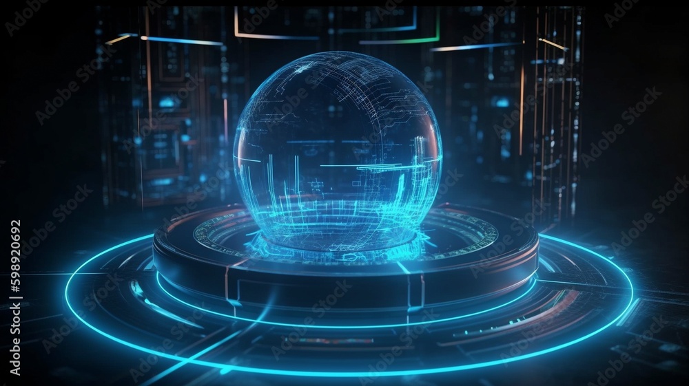 both virtual GUI and UI. Holograms and portals, sci-fi, future ...