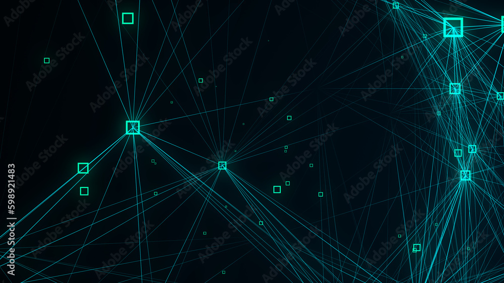Block chain technology concept. Big data visualization. Artificial ...