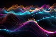 Colorful Psychic Waves. Abstract Purple Blue Green Psychedelic Waves. Mental, Emotional And Spiritual Spheres. Generative Ai